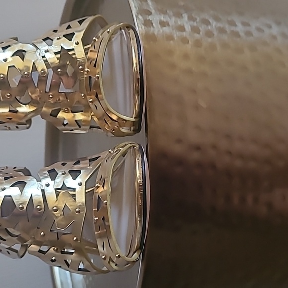 Brian Atwood Laconica Mirrored Laser-Cut Cage Sandal, Gold, Sz 6/36 - Picture 4 of 8